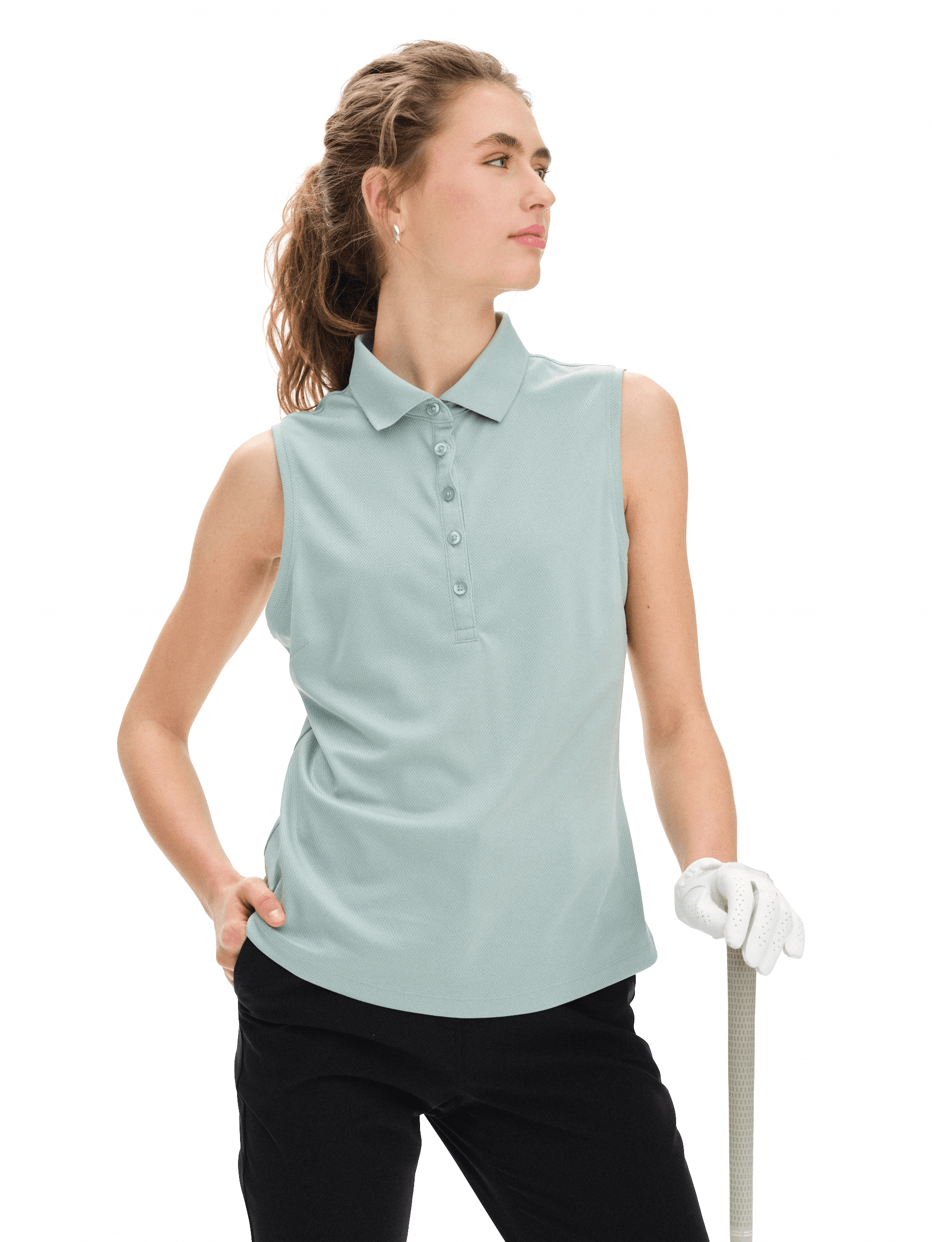 Four D, GOLF MESH SLEEVELESS POLO W, Model 1